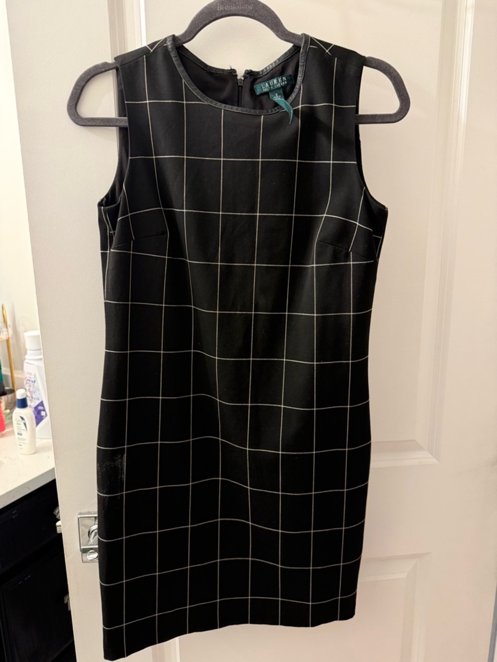 Lauren Ralph Lauren Black and White Windowpane Midi Dress